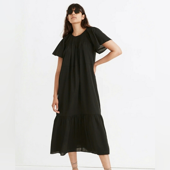 Madewell Dresses & Skirts - Madewell Black Flutter Sleeve Midi Sundress